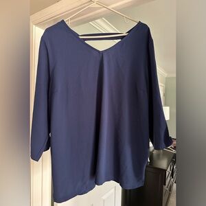 Du Jour Deep Navy V-Neck Tunic with Back Strap